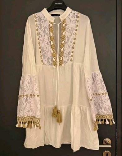 Tunika kleid weiß - kleid, spitze