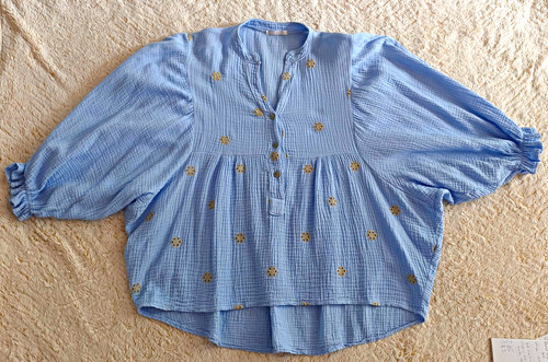 Damen musselin bluse blau - damen,