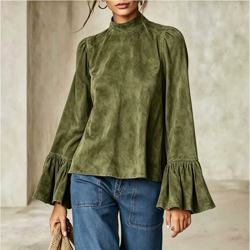 Damen bluse stehkragen langarm - damen,